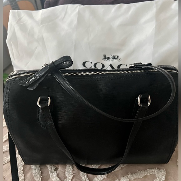 Coach Poppy East/ West Textured Patent Leather Satchel - Picture 3 of 12